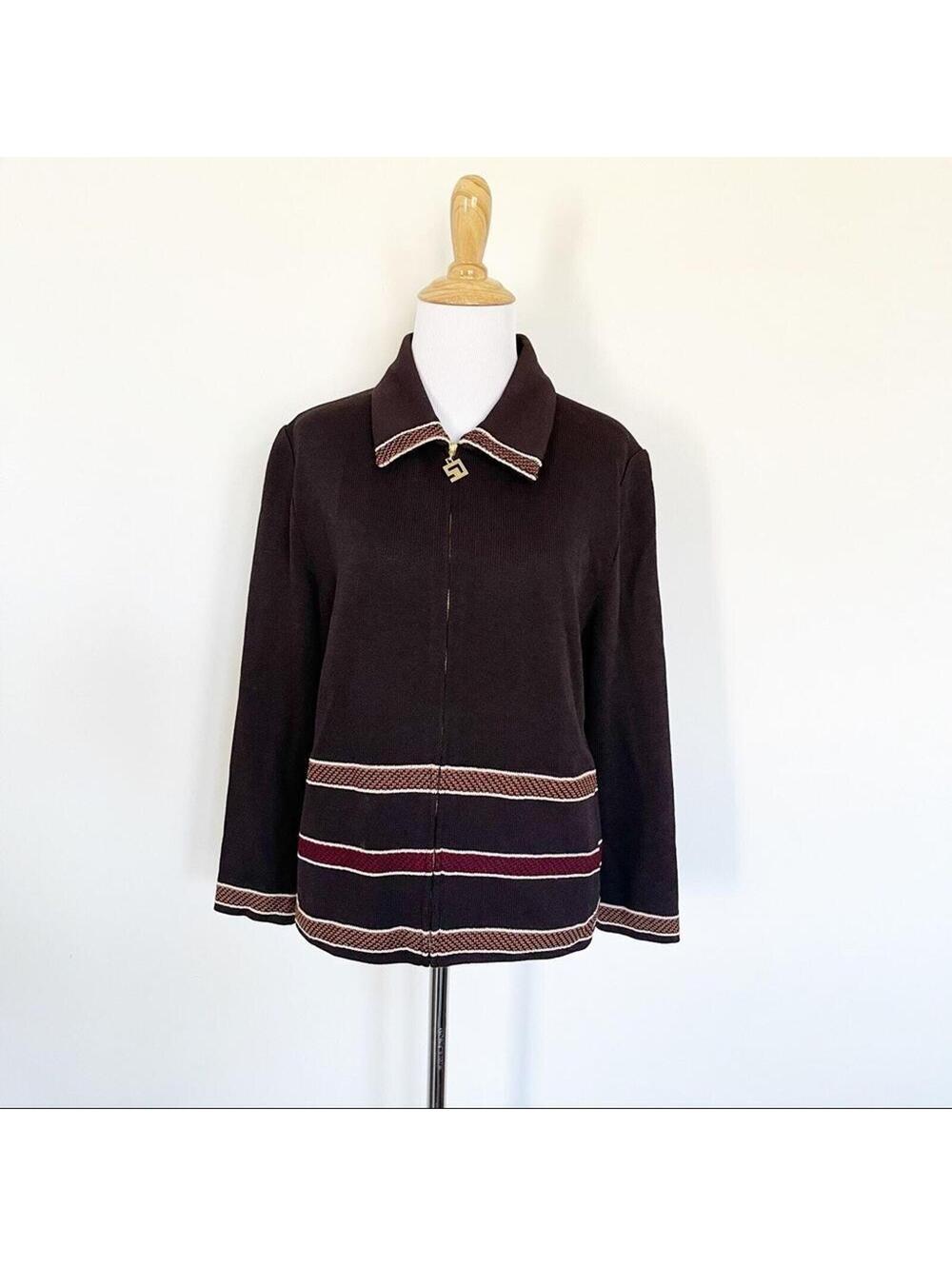 St. John Sport brown zip knit Jacket